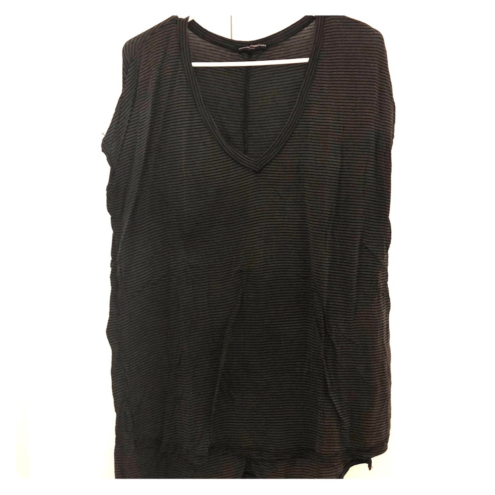 Gray & Black Striped Brandy Melville T-Shirt